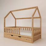 bezbarwne łóżko domek z szufladą na pościel szczebelki prostokątne lub okrągłe