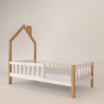 łóżko pół-domek z barierkami dla dziewczynki