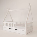 białe łóżko tipi z szufladą