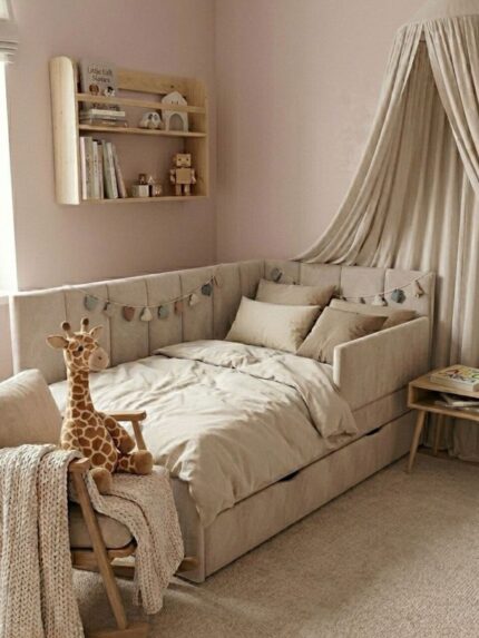 beżowe łóżko tapicerowane 04