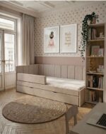 beżowe łóżko tapicerowane 05